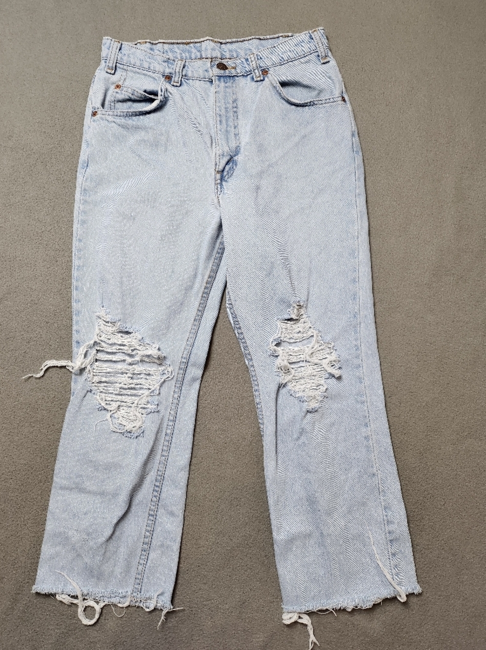 Vintage Orange tab Levis 619 Jeans 80s Canadian Distressed Tag 31 Measure 28